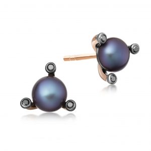 Black pearl Pluto stud earrings