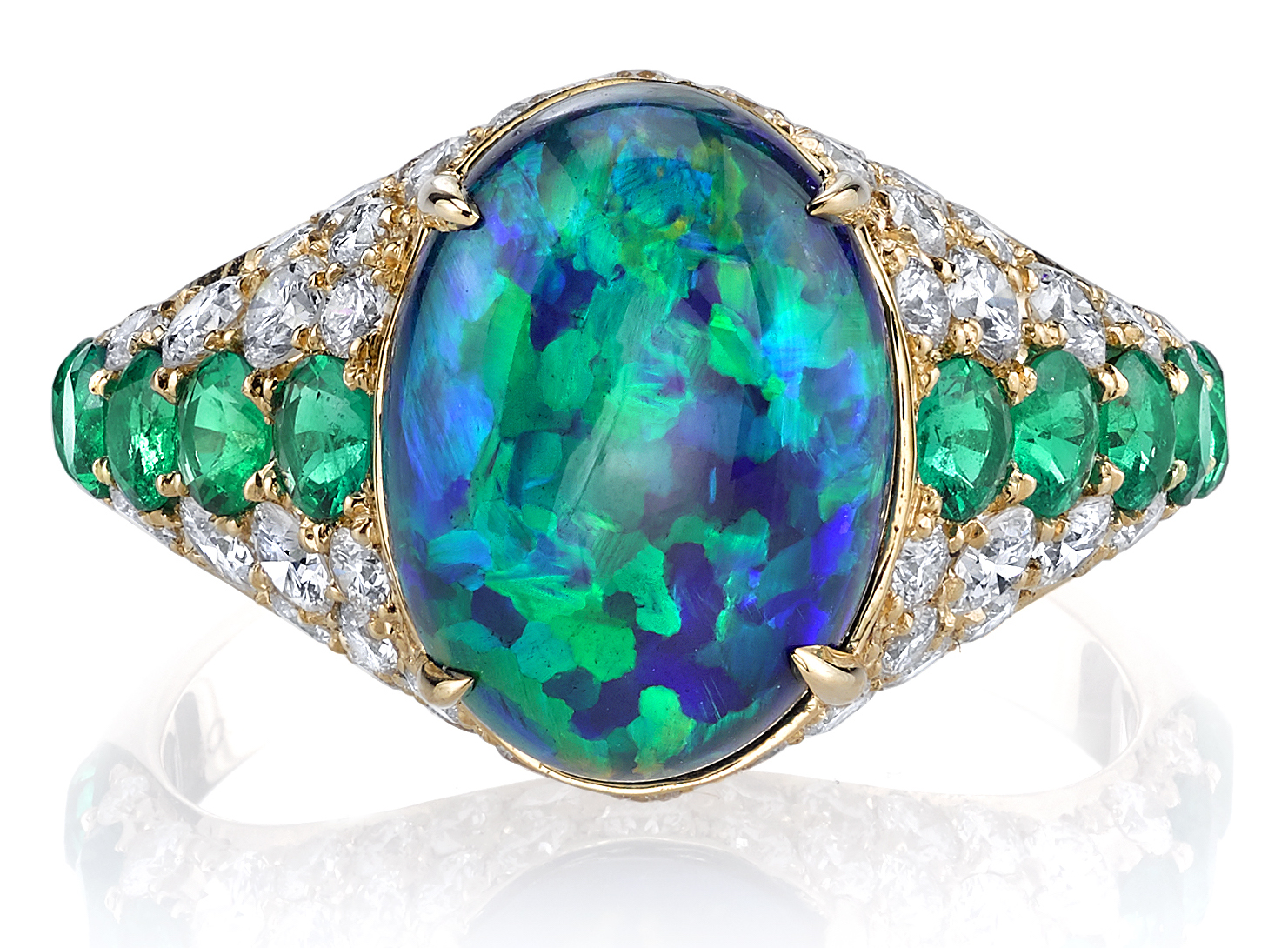 Omi Privé Monaco opal and emerald ring | JCK On Your Market