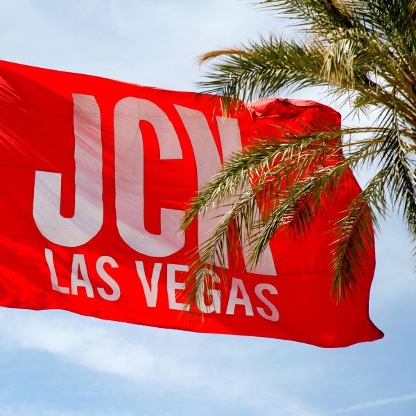 JCK Las Vegas flag blows in the wind