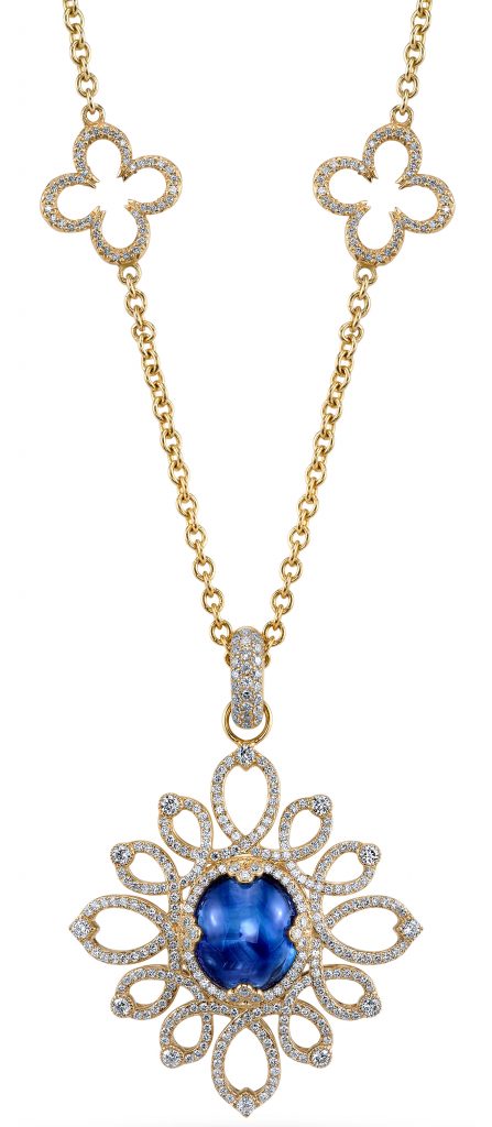 Medusa pendant with sapphire and diamonds
