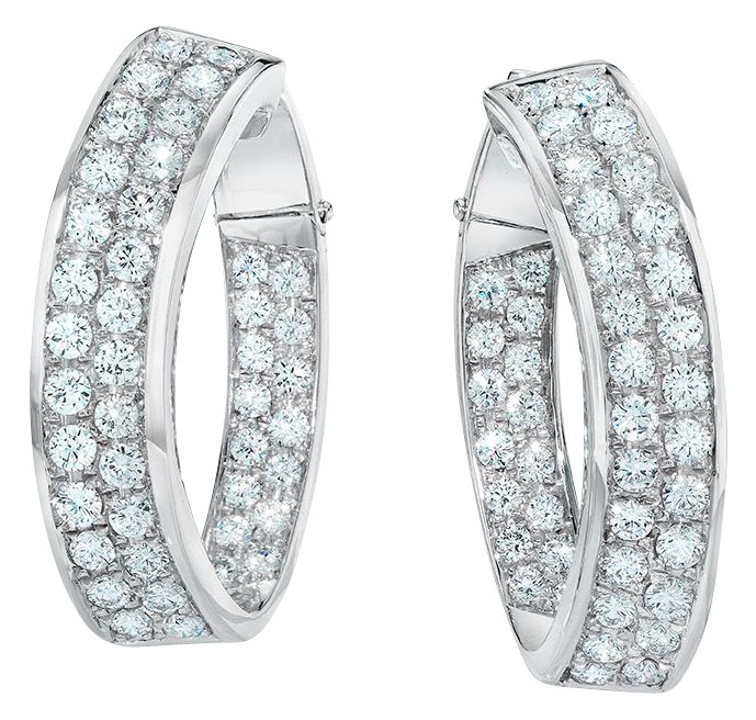 Wide inside-out pave diamond hoops