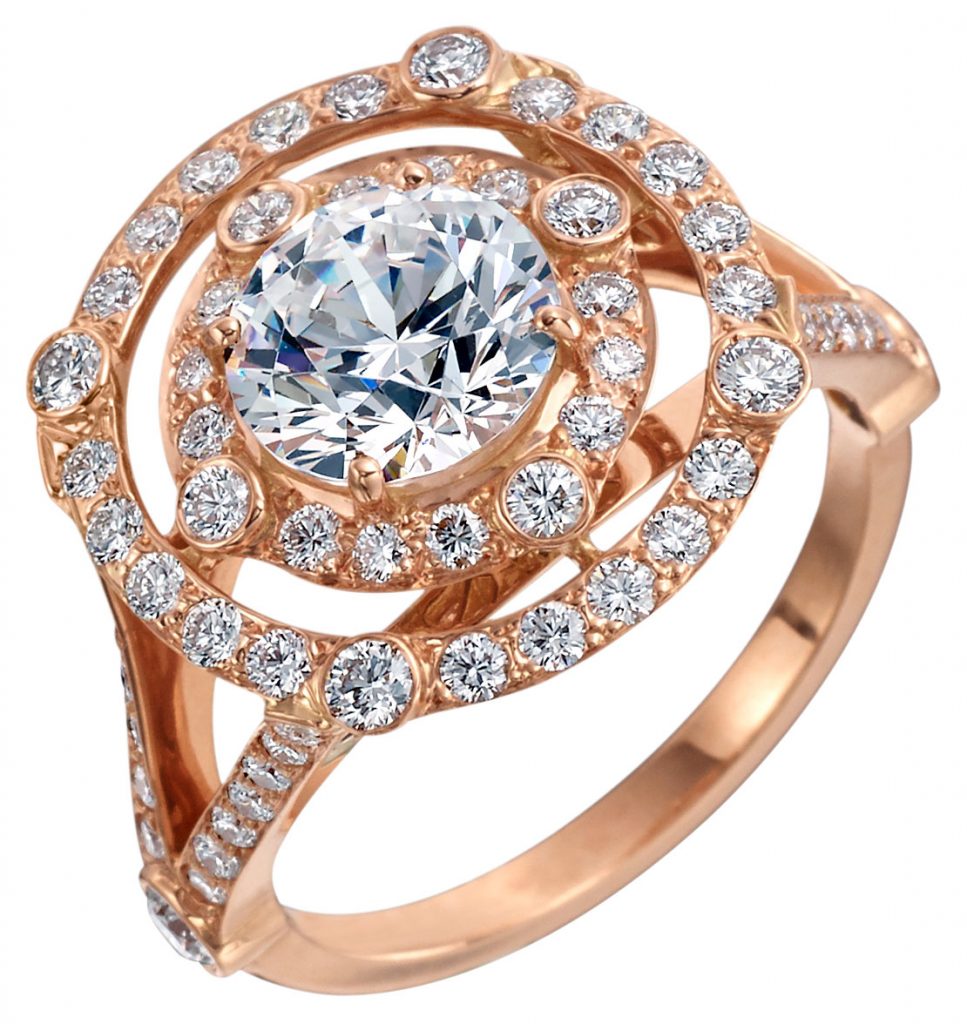 Carousel 18k pink gold double row ring