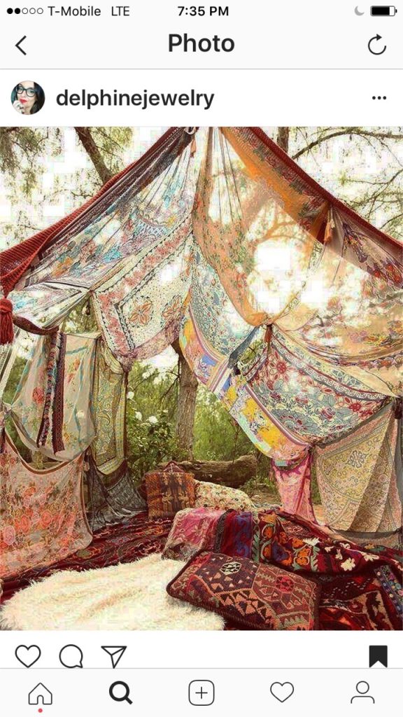 Delphine instagram tent in woods