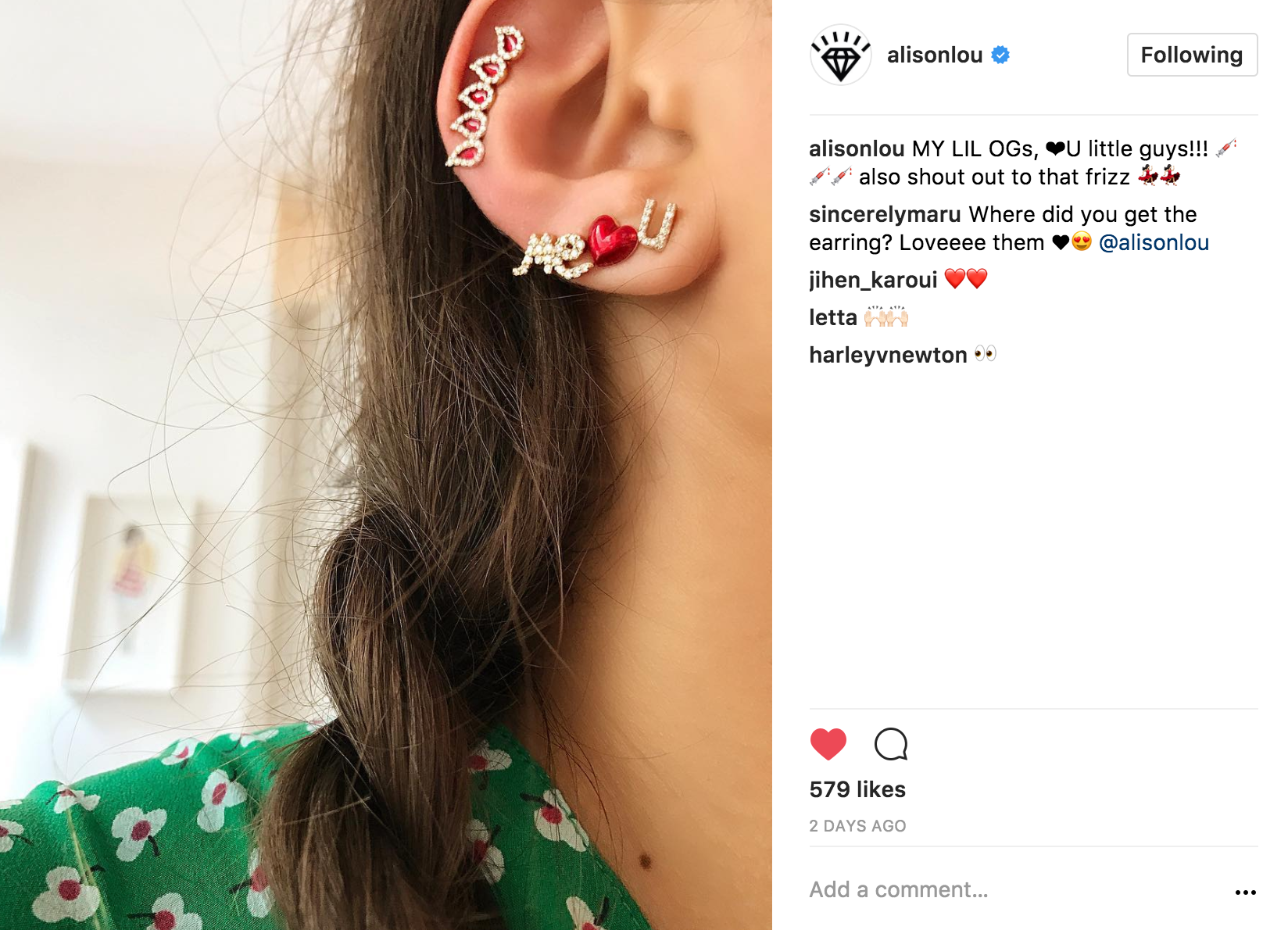 Alisonlou instagram of earrings
