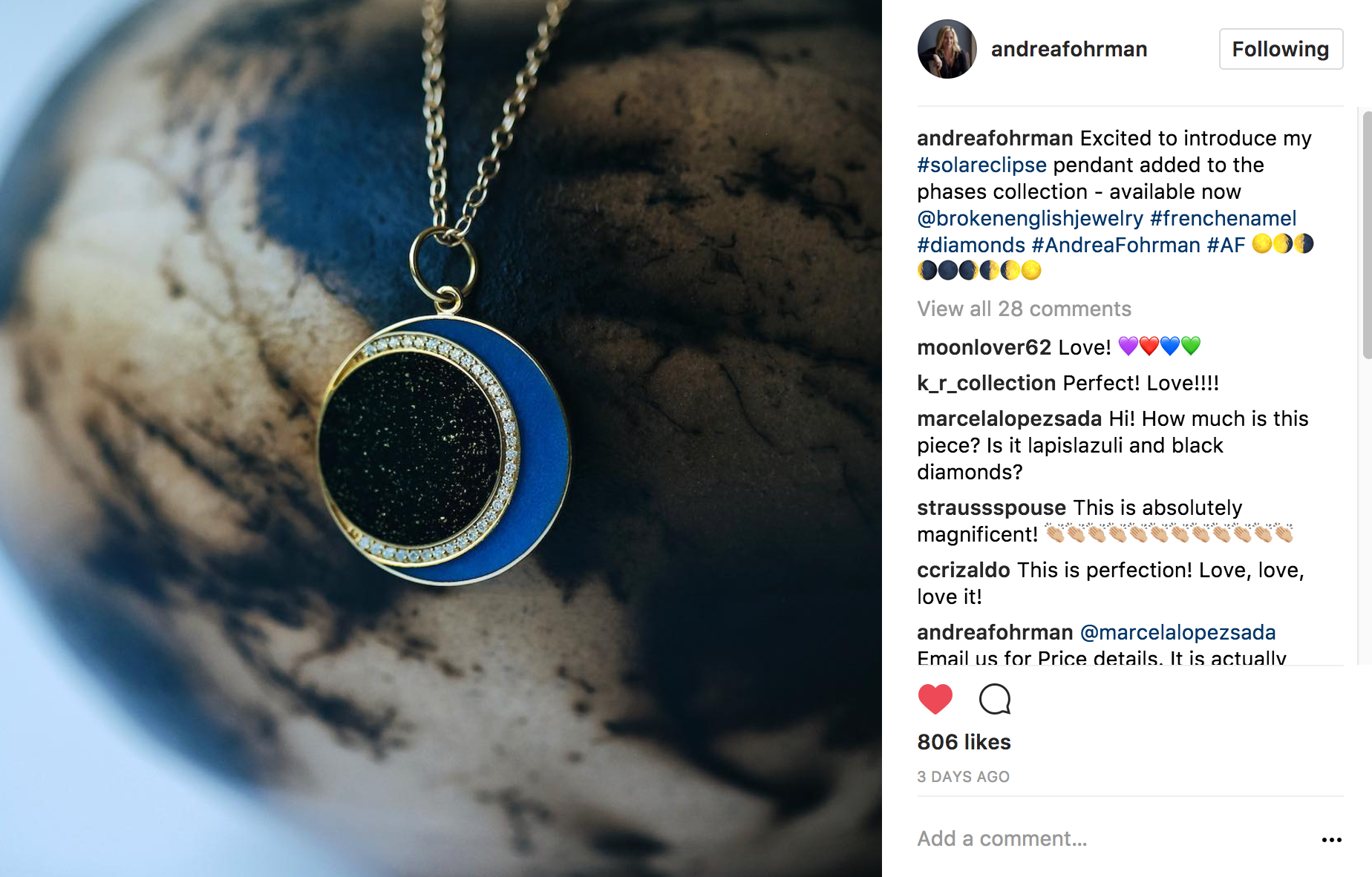 Instagram eclipse pendant 