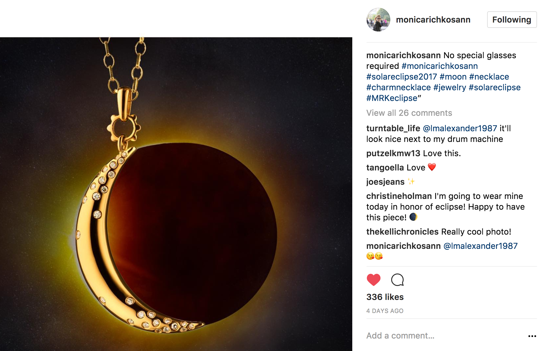 Instagram moon necklace 
