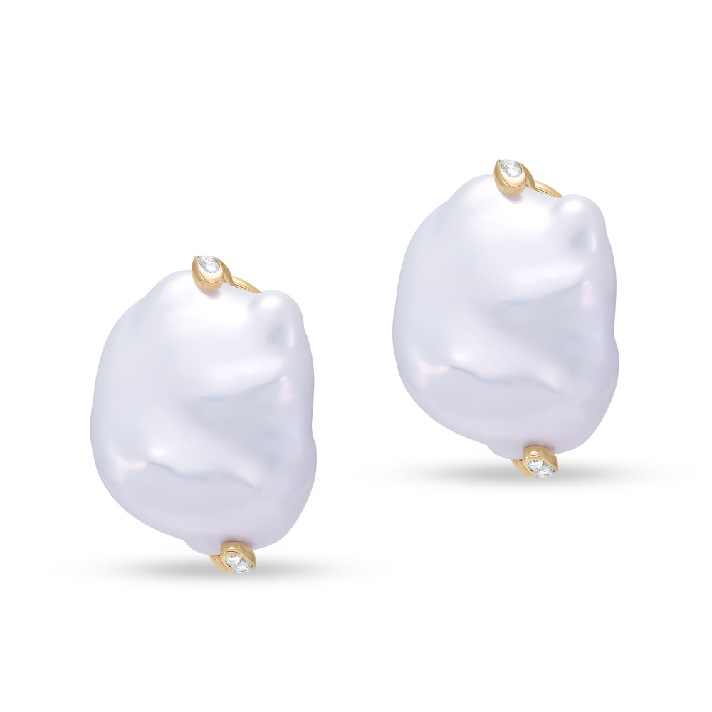 Fireball Stud Earrings with freshwater pearls 