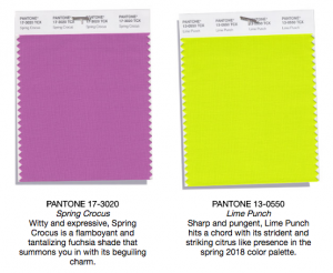 Pantone colors spring crocus and lime punch