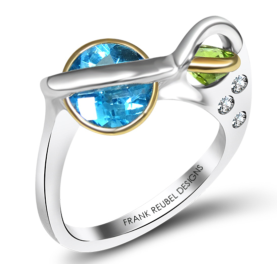 Frank Reubel blue topaz and peridot ring | JCK On Your Market