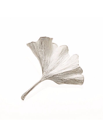 Sterling Silver Ginkgo Leaf Long Stem Pin