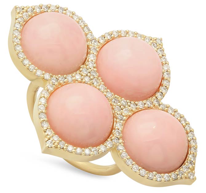 Rock and Gems pink opal cluster ring