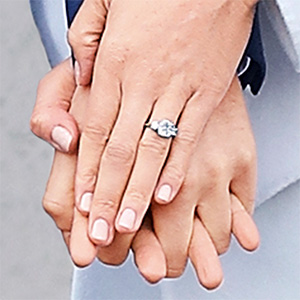 close up of meghan markle's engagement ring