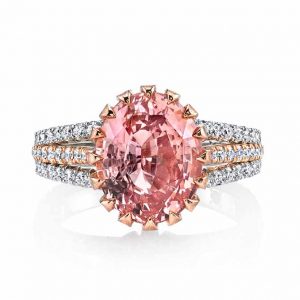 Omi Prive padparadscha sapphire and diamond ring