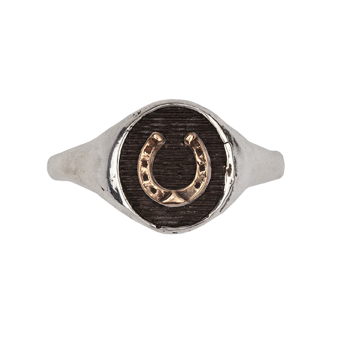 Pyrrha horseshoe signet ring
