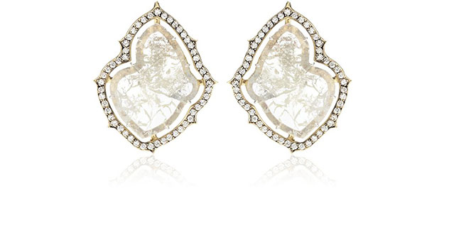 Sylva & Cie one of a kind rough diamond slice earrings