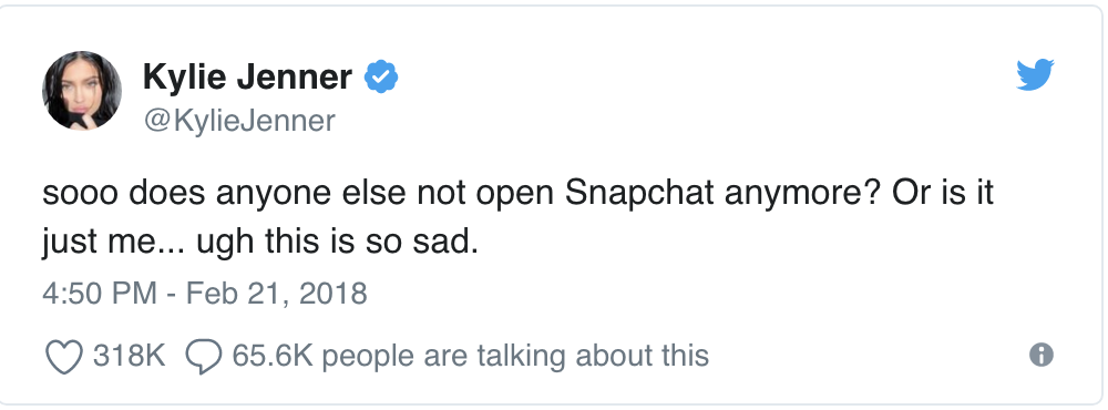 Kylie Jenner Snapchat tweet