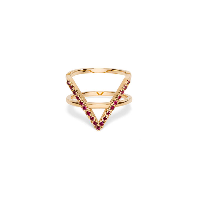 Aurate Icon ring with rubies