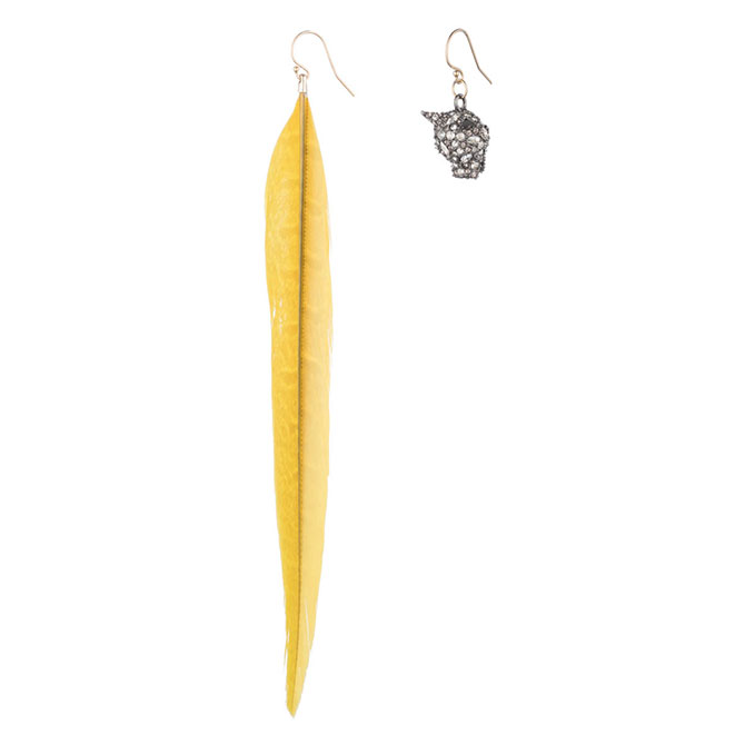 Alexis Bittar Mismatched Feather Earrings