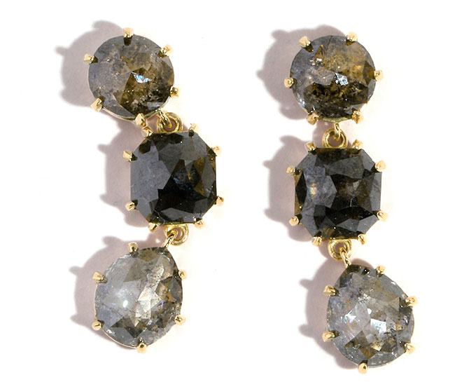 MJM black gray diamond earrings