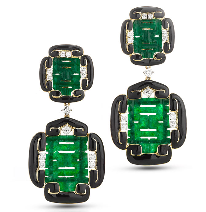 david webb carved jade scroll earrings