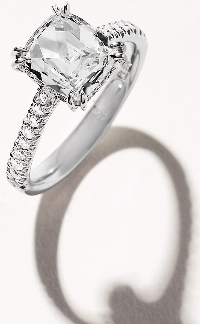 Christopher Crisscut cushion solitaire