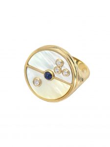  Mother of Pearl Compass signet ring
