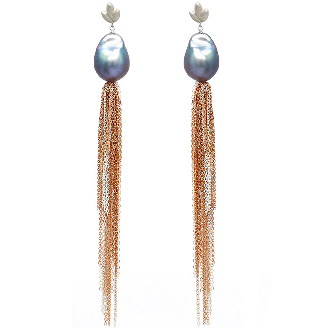 Samira 13 pearl tassel earrings