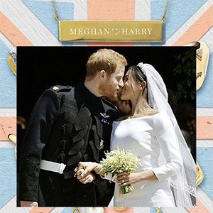 Harry and Meghan with Union Jack backdrop