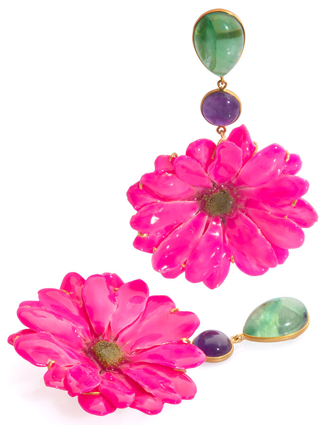 bahina flourite amethyst daisy earrings