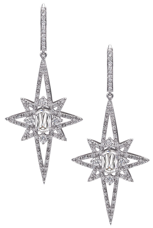 crisscut icicle star drop earrings