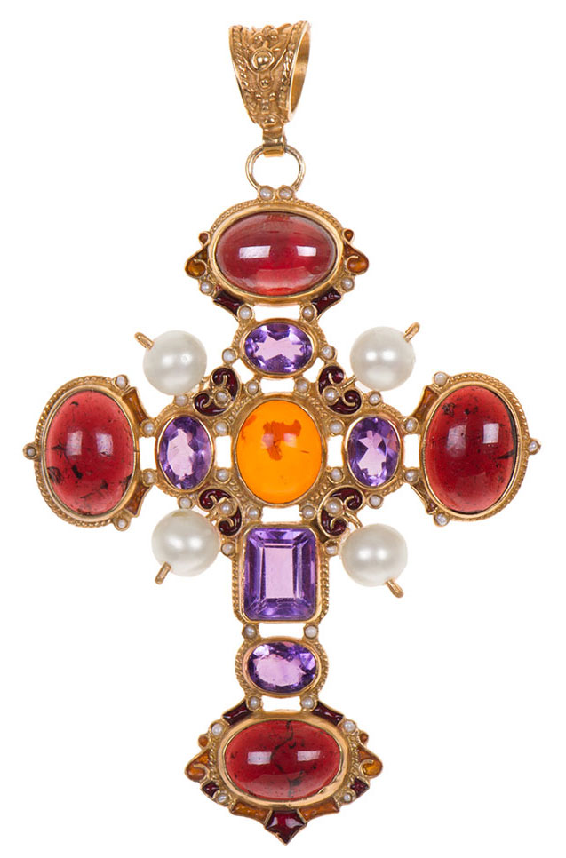 percossi papi garnet amethyst cross
