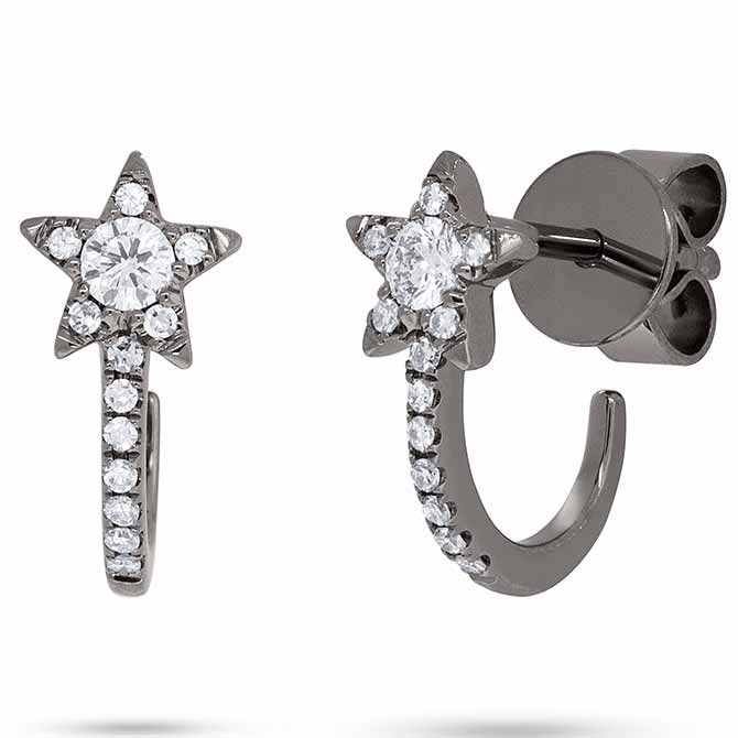 Shy Creation diamond star hoop earrings