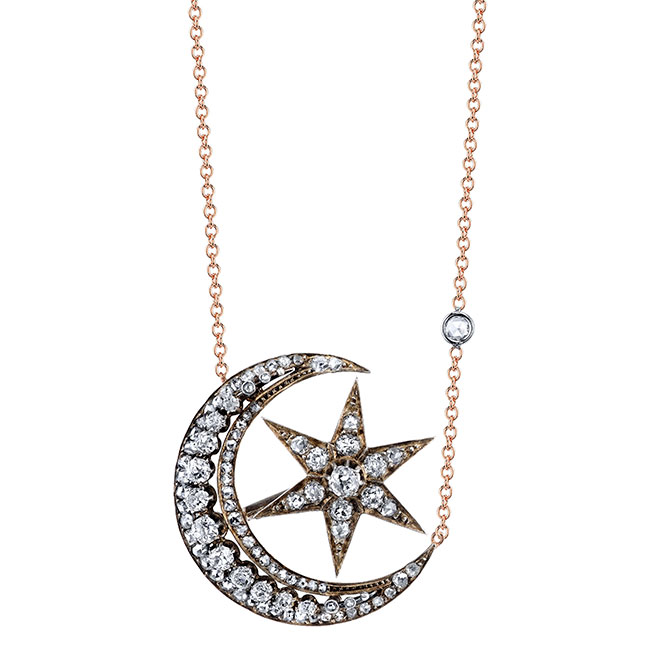 Shay Fine Jewelry Victorian crescent moon diamond necklace