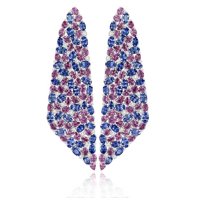 Sutra pink and blue sapphire earrings