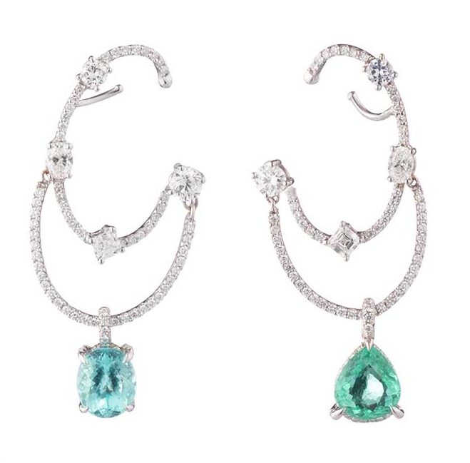 Ana Khouri Diamond and Paraiba Tourmaline Earrings