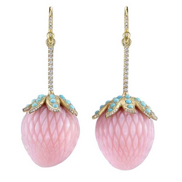 Irene Neuwirth pink opal strawberry earrings