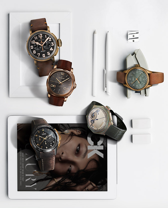 bronze accent watches