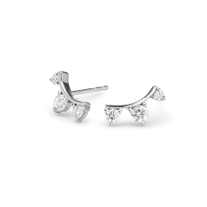 Adina Reyter diamond curve post earrings in sterling silver