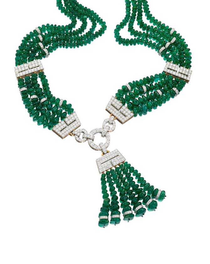 David Webb emerald and diamond necklace