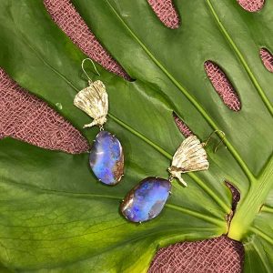Elisabeth Bell purple opal and butterfly earrings