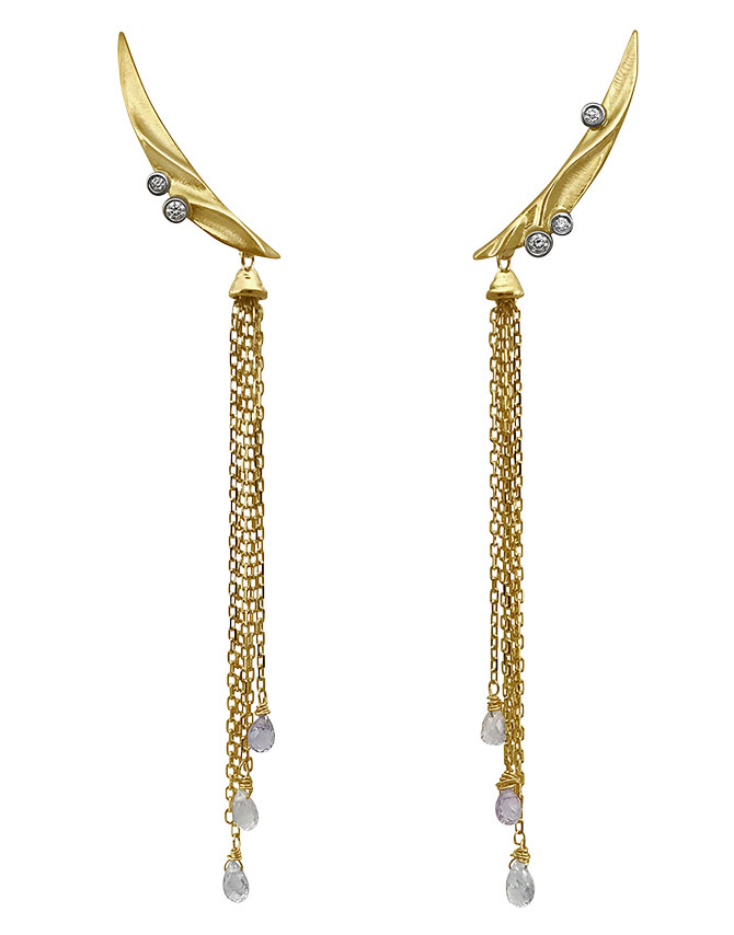K Mita moon river climber earrings