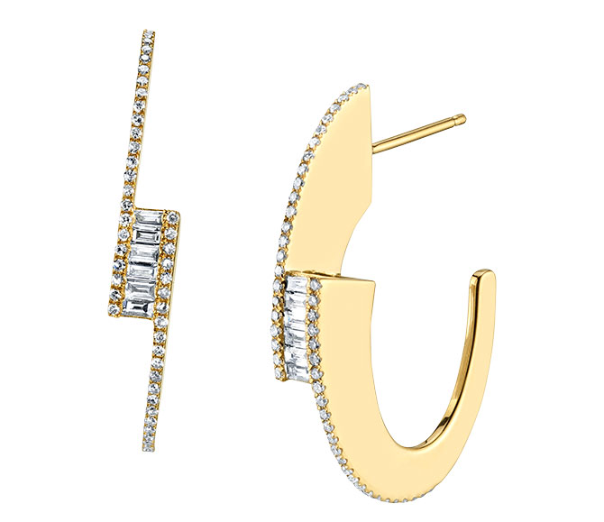 Shay twist baguette slice hoops