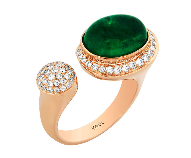 Yael emerald and diamond ring