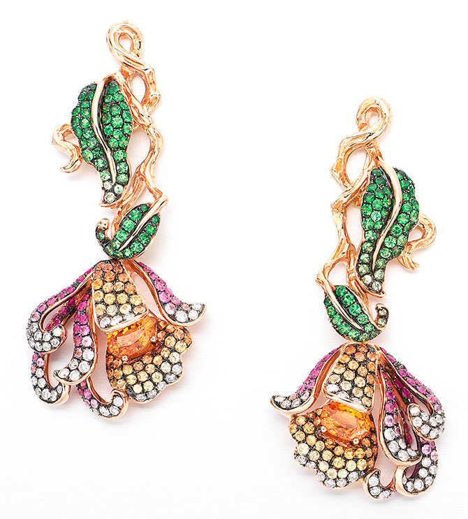 wendy yue sapphire flower drop earrings