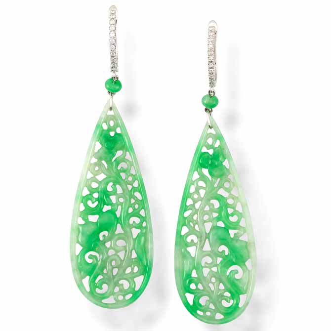 Mason-Kay carved jade drop earrings