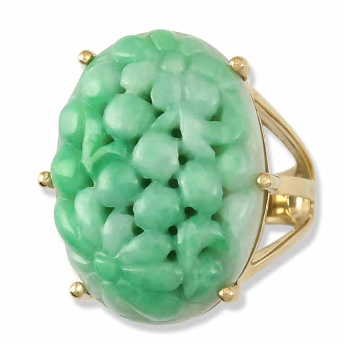 Mason-Kay carved jade cocktail ring