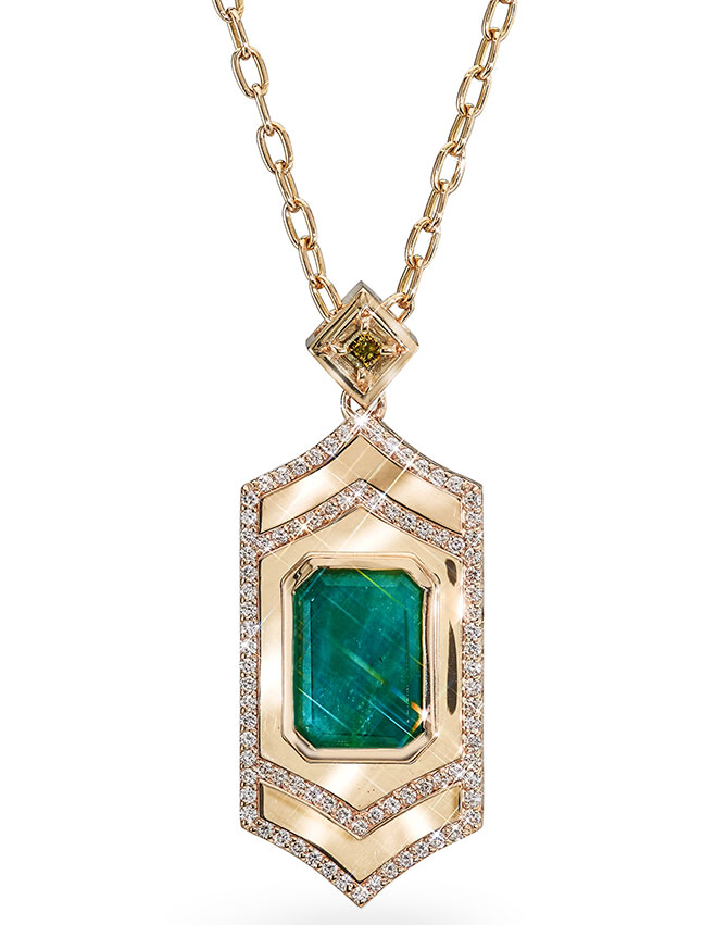 GiGi Ferranti emerald locket necklace