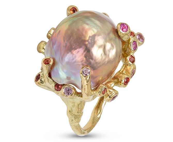 Kimberlin Brown branching coral kasumi pearl ring