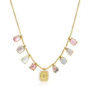Lauren K multicolor tourmaline fringe necklace