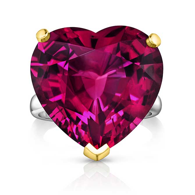 Oscar Heyman heart shape rubellite ring